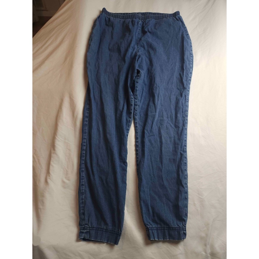 Faded Glory Pants Womens Size XL Blue Denim Jogger Pull On Utility Normcore